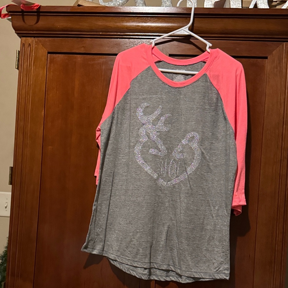Danskin Now Gray and Pink 3/4 Sleeve Tee